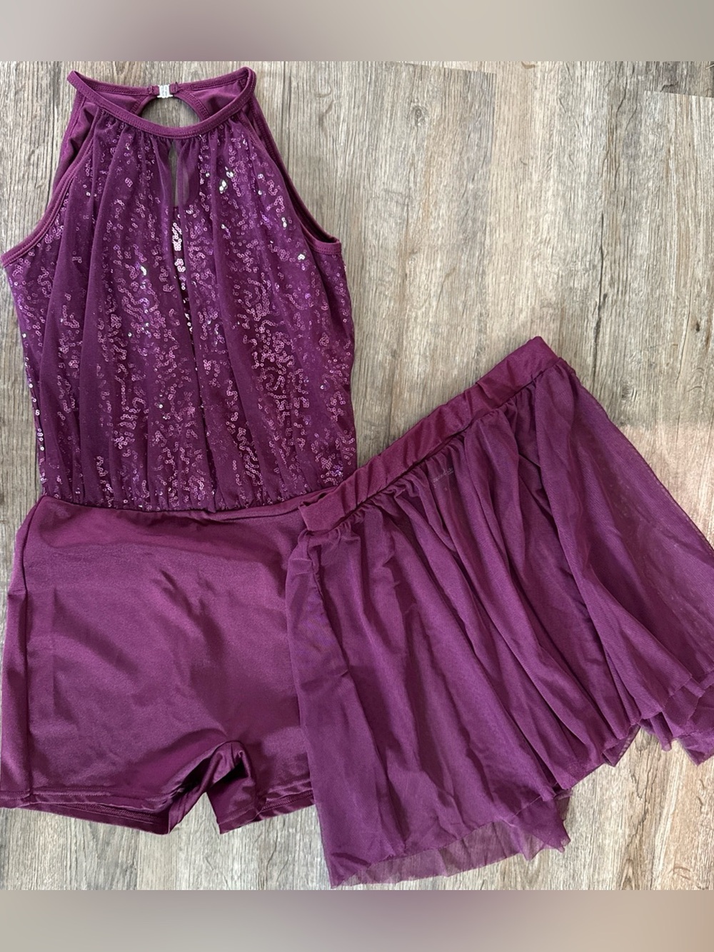 Alexandra Dance Costume Set Size Small Purple Sequin Lyrical Costume & Skirt